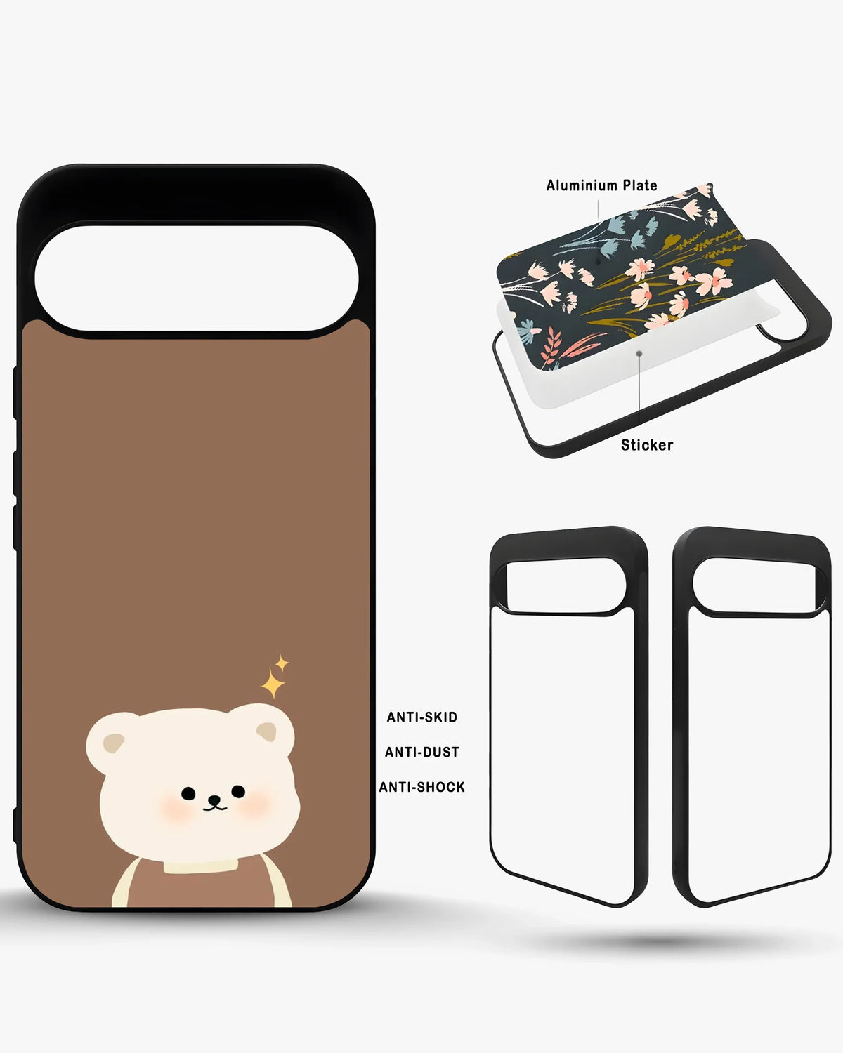 Cartoon Bear Phone Case - Cute Brown Bear Print for iPhone, Samsung, Pixel, OnePlus & Vivo