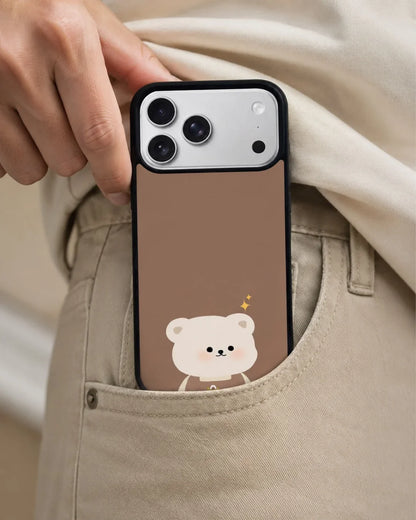 Cartoon Bear Phone Case - Cute Brown Bear Print for iPhone, Samsung, Pixel, OnePlus & Vivo