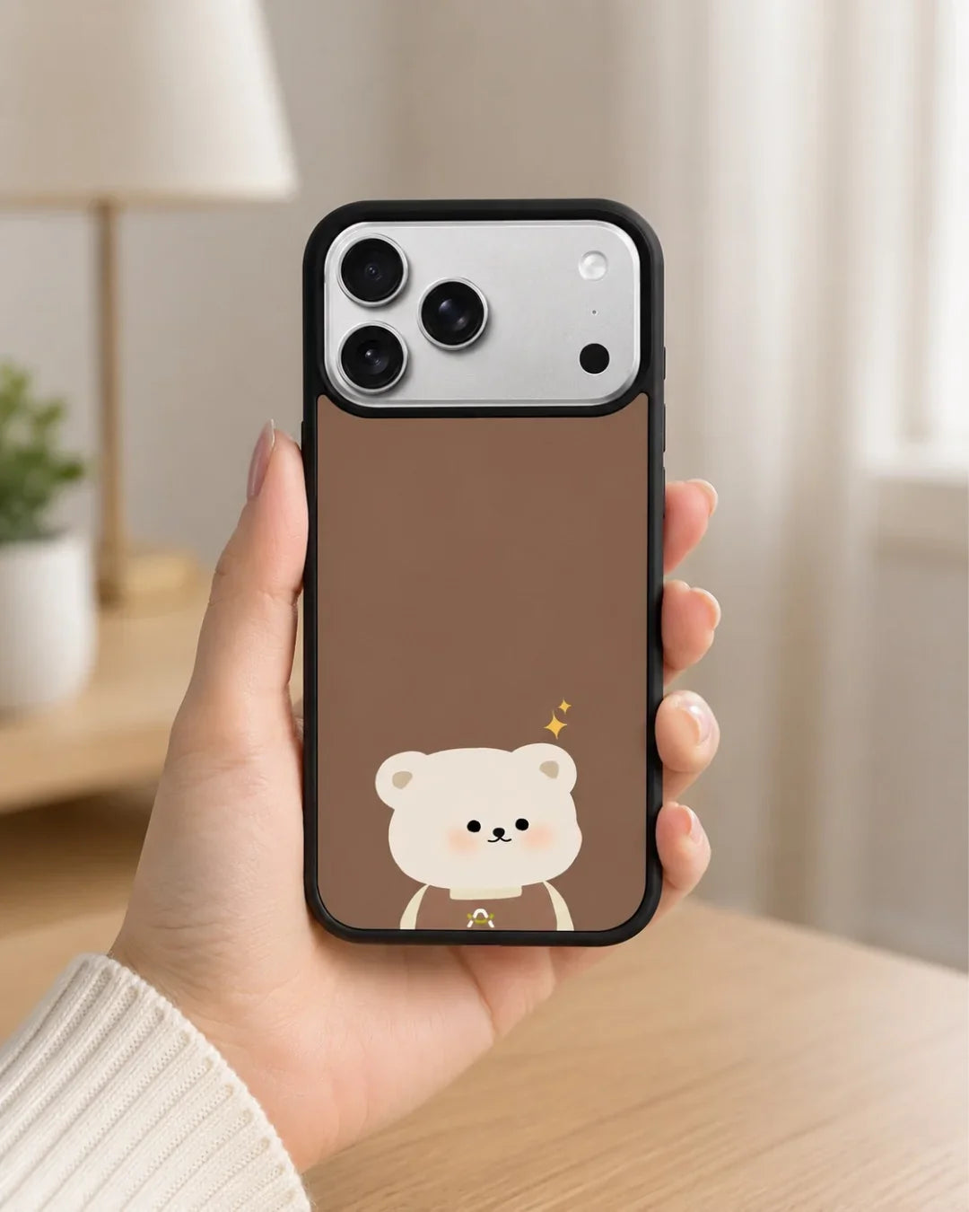 Cartoon Bear Phone Case - Cute Brown Bear Print for iPhone, Samsung, Pixel, OnePlus & Vivo