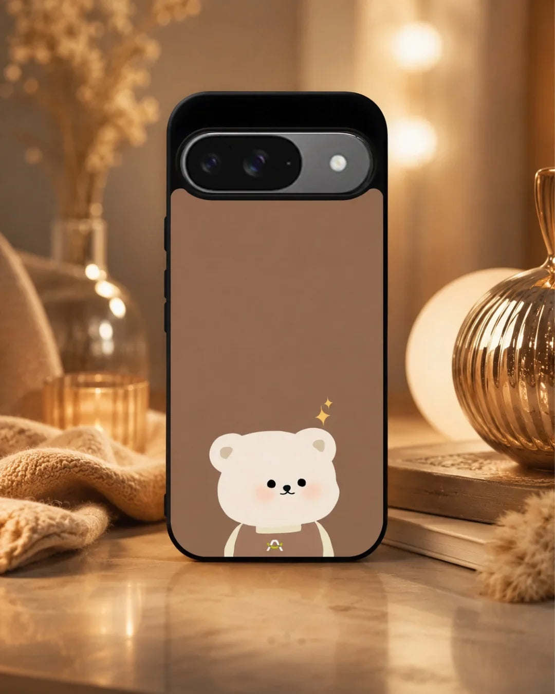 Cartoon Bear Phone Case - Cute Brown Bear Print for iPhone, Samsung, Pixel, OnePlus & Vivo