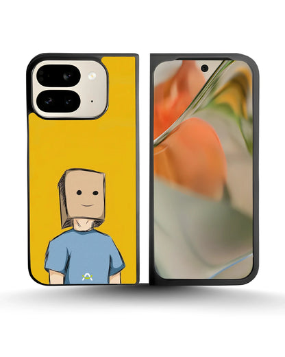Cartoon Box Person Phone Case - Quirky Yellow & Blue Print for iPhone, Samsung, Pixel, OnePlus & Vivo