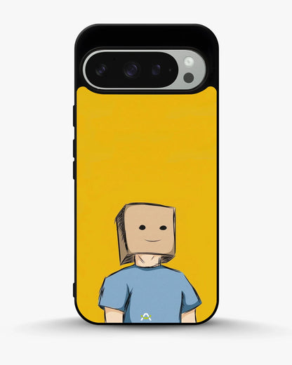Cartoon Box Person Phone Case - Quirky Yellow & Blue Print for iPhone, Samsung, Pixel, OnePlus & Vivo