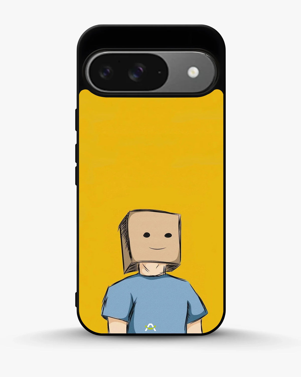 Cartoon Box Person Phone Case - Quirky Yellow & Blue Print for iPhone, Samsung, Pixel, OnePlus & Vivo