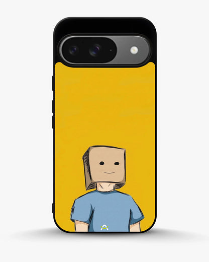 Cartoon Box Person Phone Case - Quirky Yellow & Blue Print for iPhone, Samsung, Pixel, OnePlus & Vivo