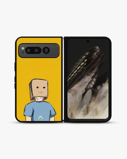 Cartoon Box Person Phone Case - Quirky Yellow & Blue Print for iPhone, Samsung, Pixel, OnePlus & Vivo