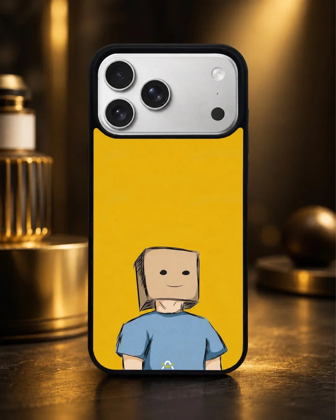 Cartoon Box Person Phone Case - Quirky Yellow & Blue Print for iPhone, Samsung, Pixel, OnePlus & Vivo
