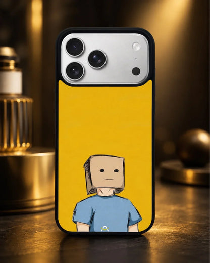 Cartoon Box Person Phone Case - Quirky Yellow & Blue Print for iPhone, Samsung, Pixel, OnePlus & Vivo