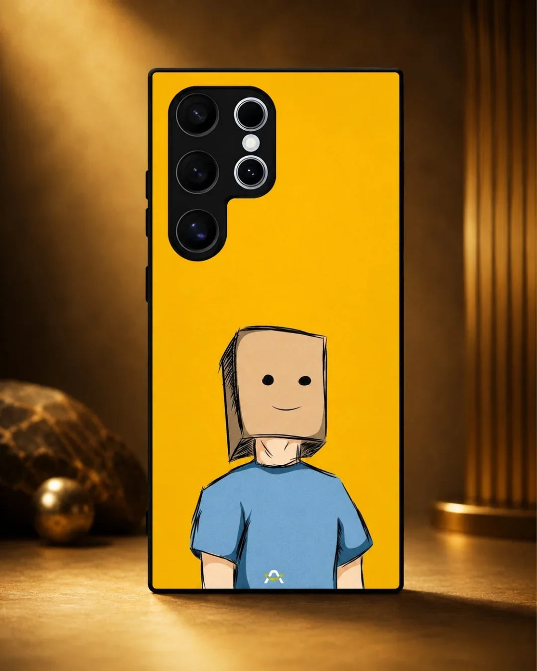 Cartoon Box Person Phone Case - Quirky Yellow & Blue Print for iPhone, Samsung, Pixel, OnePlus & Vivo