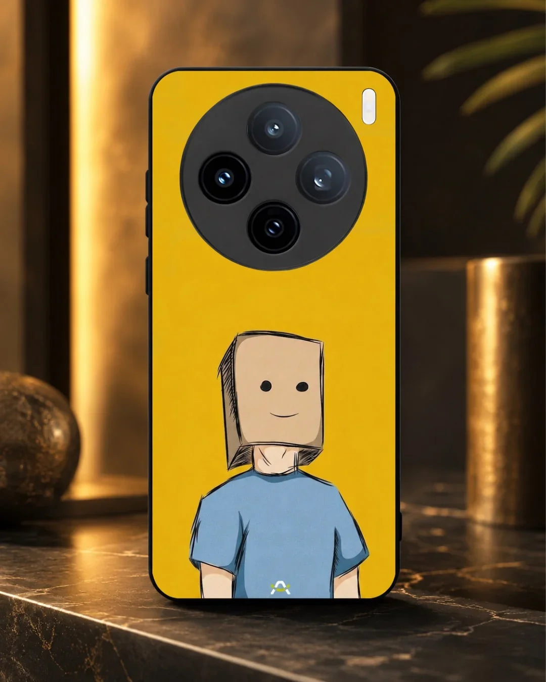 Cartoon Box Person Phone Case - Quirky Yellow & Blue Print for iPhone, Samsung, Pixel, OnePlus & Vivo