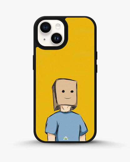 Cartoon Box Person Phone Case - Quirky Yellow & Blue Print for iPhone, Samsung, Pixel, OnePlus & Vivo