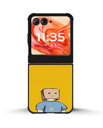 Cartoon Box Person Phone Case - Quirky Yellow & Blue Print for iPhone, Samsung, Pixel, OnePlus & Vivo