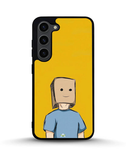 Cartoon Box Person Phone Case - Quirky Yellow & Blue Print for iPhone, Samsung, Pixel, OnePlus & Vivo