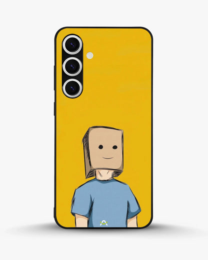 Cartoon Box Person Phone Case - Quirky Yellow & Blue Print for iPhone, Samsung, Pixel, OnePlus & Vivo