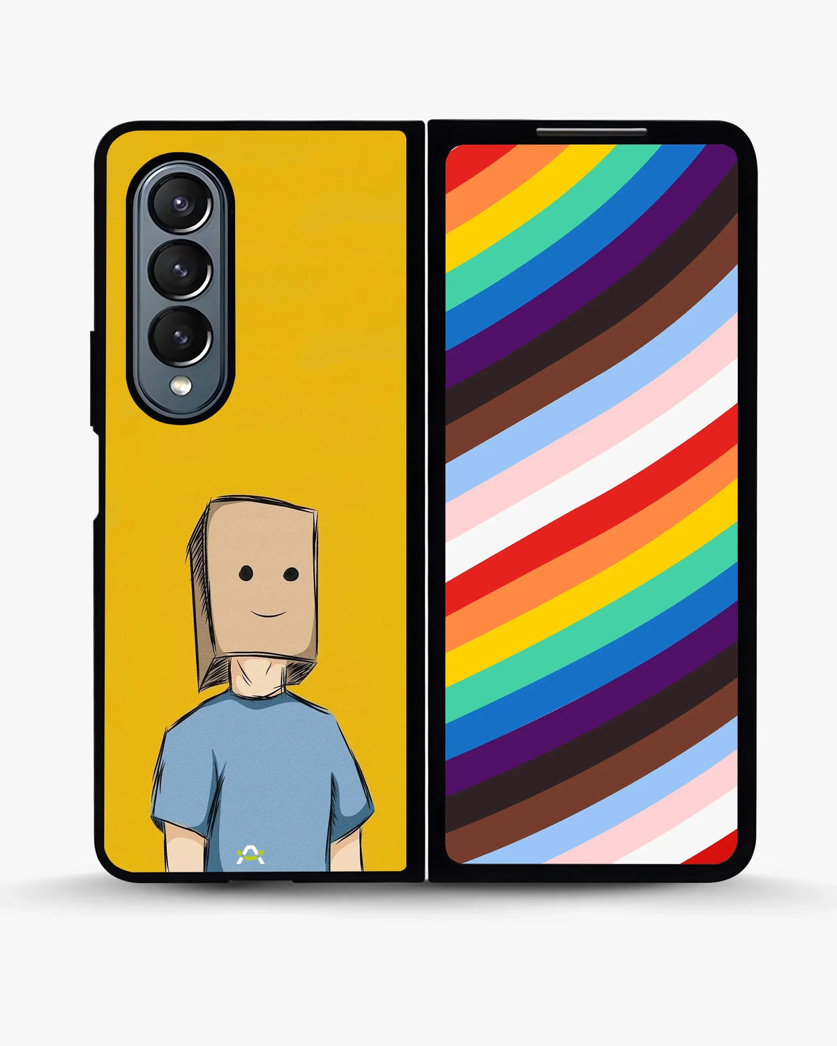 Cartoon Box Person Phone Case - Quirky Yellow & Blue Print for iPhone, Samsung, Pixel, OnePlus & Vivo