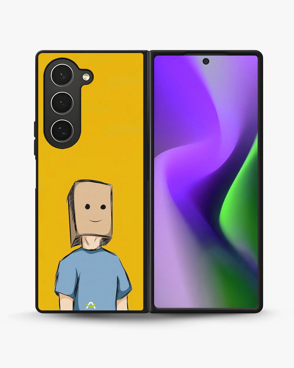 Cartoon Box Person Phone Case - Quirky Yellow & Blue Print for iPhone, Samsung, Pixel, OnePlus & Vivo