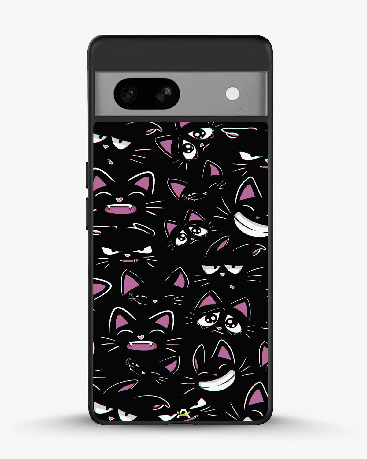 Cartoon Cat Faces Phone Case - Cute Black & Pink Print for iPhone, Samsung, Pixel, OnePlus & Vivo