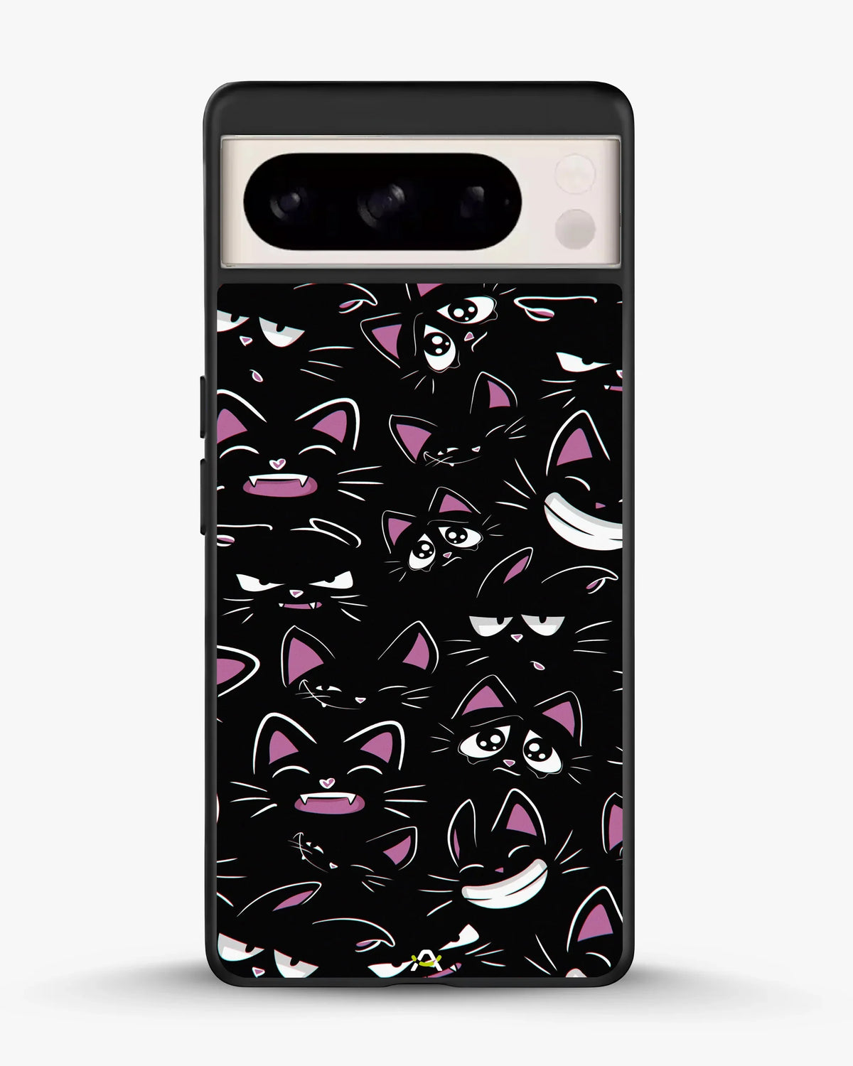 Cartoon Cat Faces Phone Case - Cute Black & Pink Print for iPhone, Samsung, Pixel, OnePlus & Vivo
