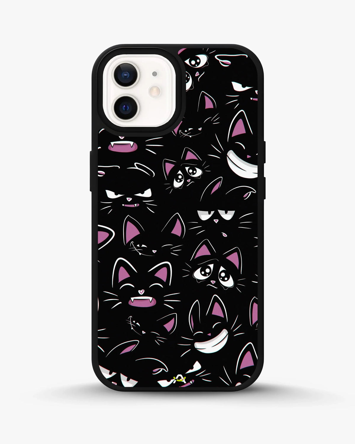 Cartoon Cat Faces Phone Case - Cute Black & Pink Print for iPhone, Samsung, Pixel, OnePlus & Vivo