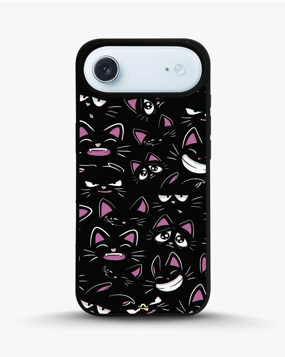 Cartoon Cat Faces Phone Case - Cute Black & Pink Print for iPhone, Samsung, Pixel, OnePlus & Vivo