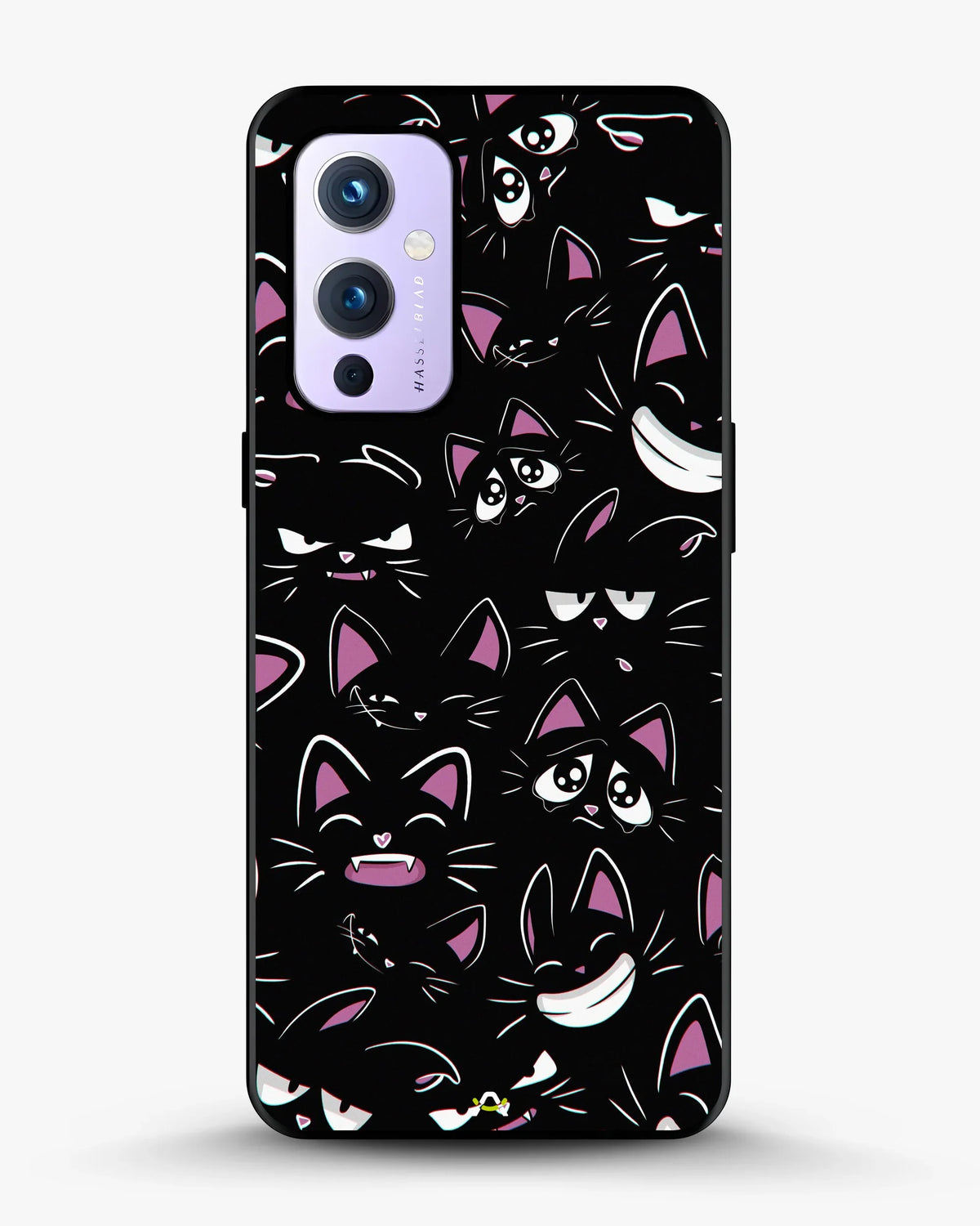 Cartoon Cat Faces Phone Case - Cute Black & Pink Print for iPhone, Samsung, Pixel, OnePlus & Vivo