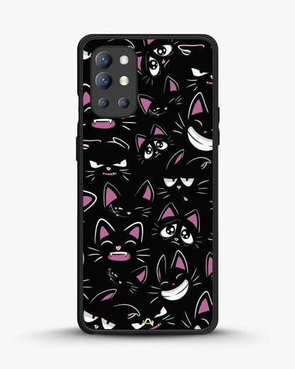 Cartoon Cat Faces Phone Case - Cute Black & Pink Print for iPhone, Samsung, Pixel, OnePlus & Vivo