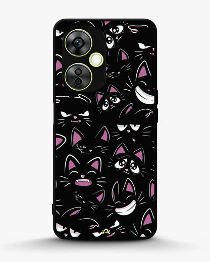 Cartoon Cat Faces Phone Case - Cute Black & Pink Print for iPhone, Samsung, Pixel, OnePlus & Vivo