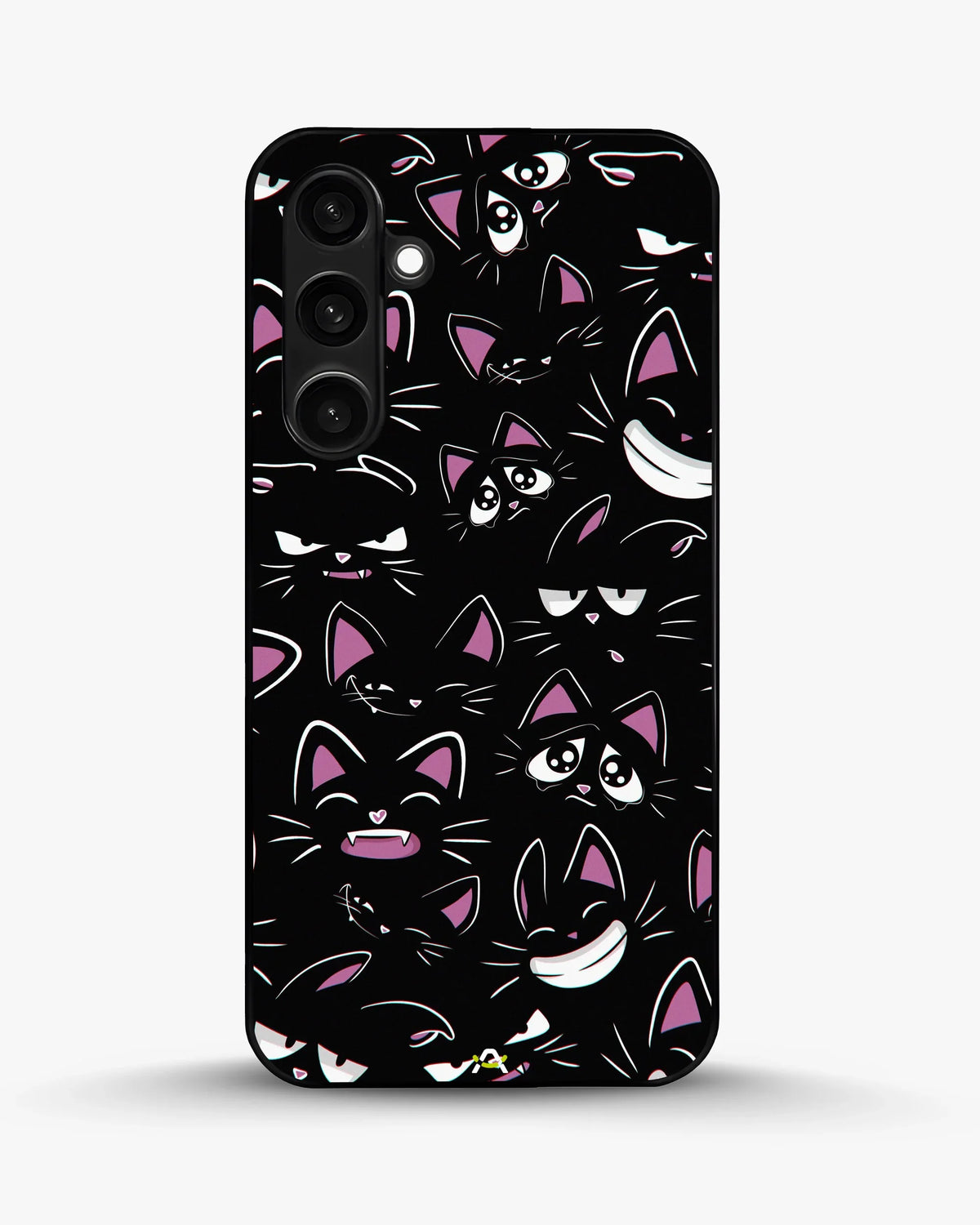 Cartoon Cat Faces Phone Case - Cute Black & Pink Print for iPhone, Samsung, Pixel, OnePlus & Vivo