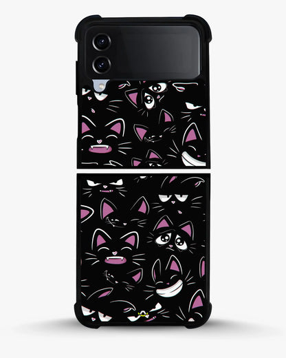Cartoon Cat Faces Phone Case - Cute Black & Pink Print for iPhone, Samsung, Pixel, OnePlus & Vivo