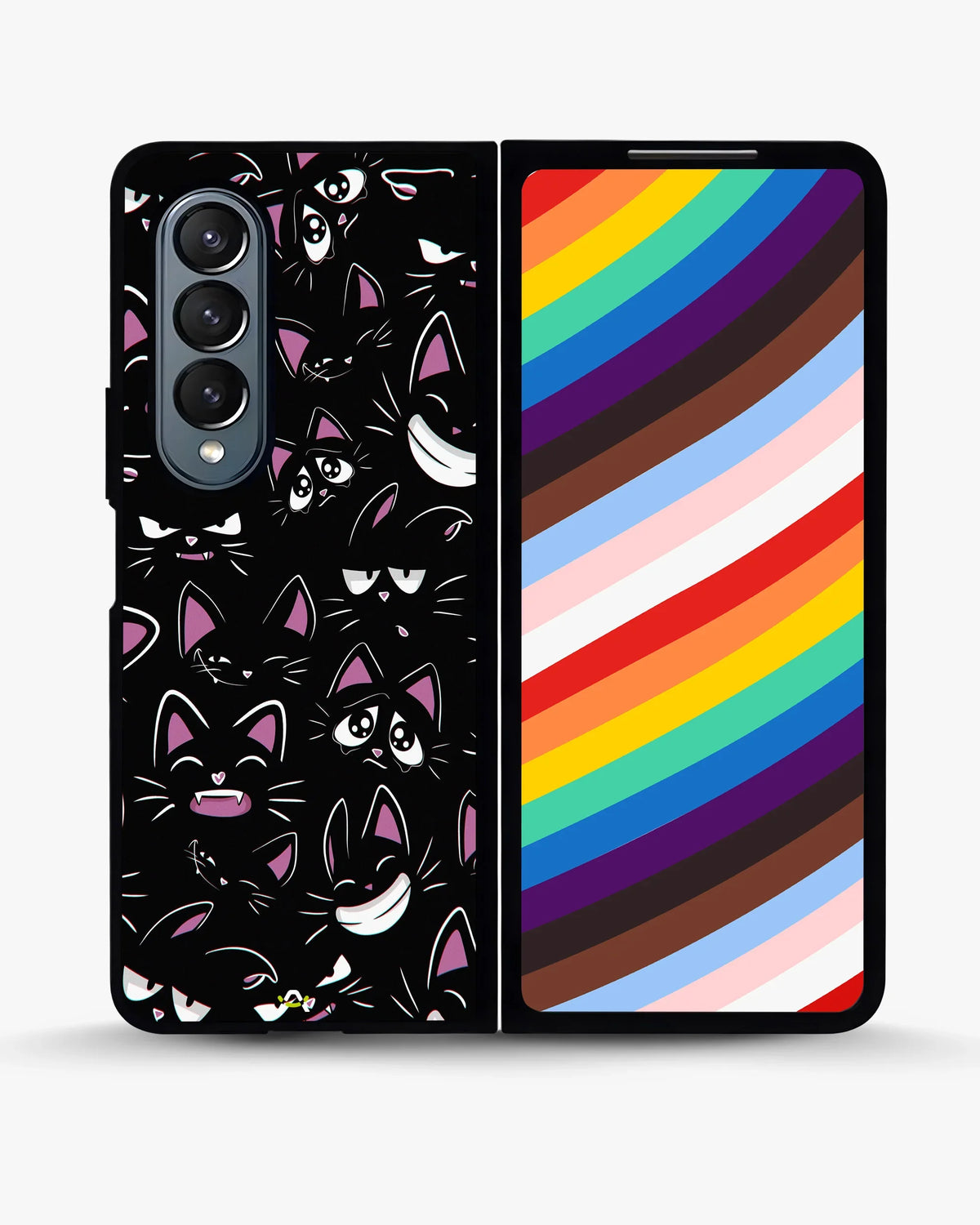 Cartoon Cat Faces Phone Case - Cute Black & Pink Print for iPhone, Samsung, Pixel, OnePlus & Vivo