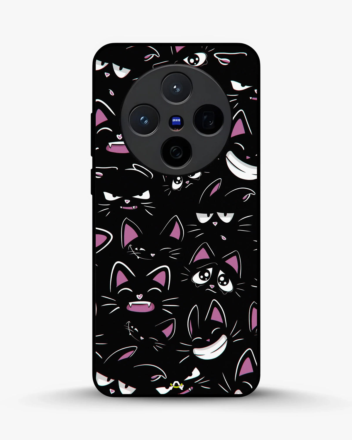 Cartoon Cat Faces Phone Case - Cute Black & Pink Print for iPhone, Samsung, Pixel, OnePlus & Vivo