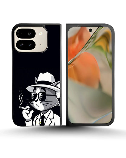 Cat Detective Phone Case - Monochrome Art Print for iPhone, Samsung, Pixel, OnePlus & Vivo
