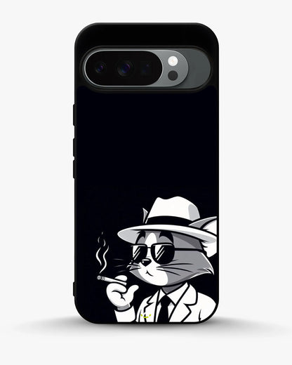Cat Detective Phone Case - Monochrome Art Print for iPhone, Samsung, Pixel, OnePlus & Vivo