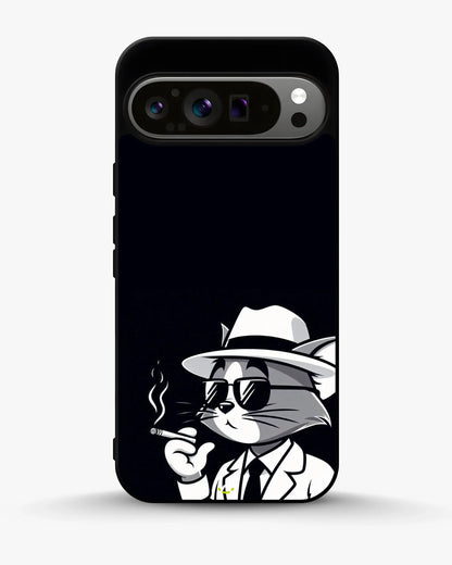 Cat Detective Phone Case - Monochrome Art Print for iPhone, Samsung, Pixel, OnePlus & Vivo