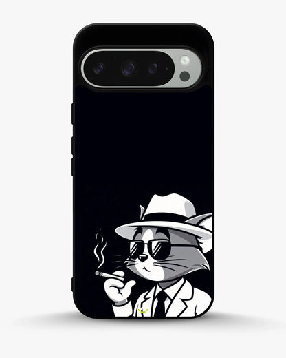 Cat Detective Phone Case - Monochrome Art Print for iPhone, Samsung, Pixel, OnePlus & Vivo