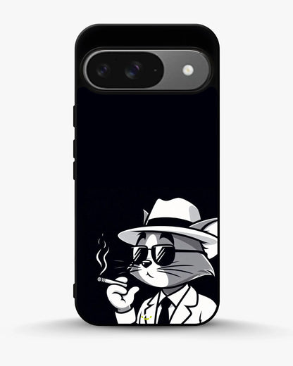Cat Detective Phone Case - Monochrome Art Print for iPhone, Samsung, Pixel, OnePlus & Vivo