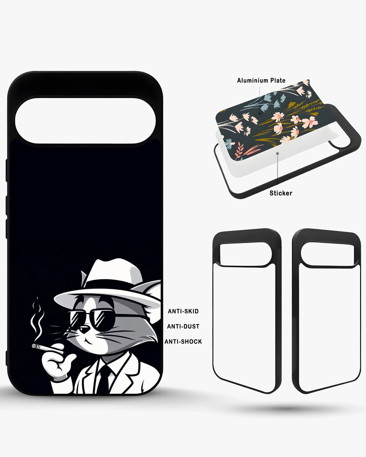Cat Detective Phone Case - Monochrome Art Print for iPhone, Samsung, Pixel, OnePlus & Vivo