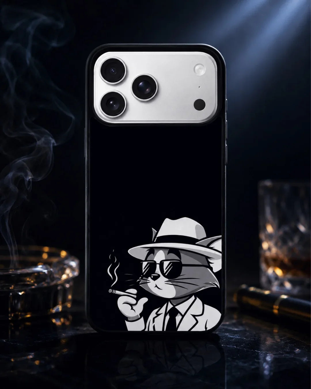 Cat Detective Phone Case - Monochrome Art Print for iPhone, Samsung, Pixel, OnePlus & Vivo