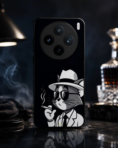 Cat Detective Phone Case - Monochrome Art Print for iPhone, Samsung, Pixel, OnePlus & Vivo
