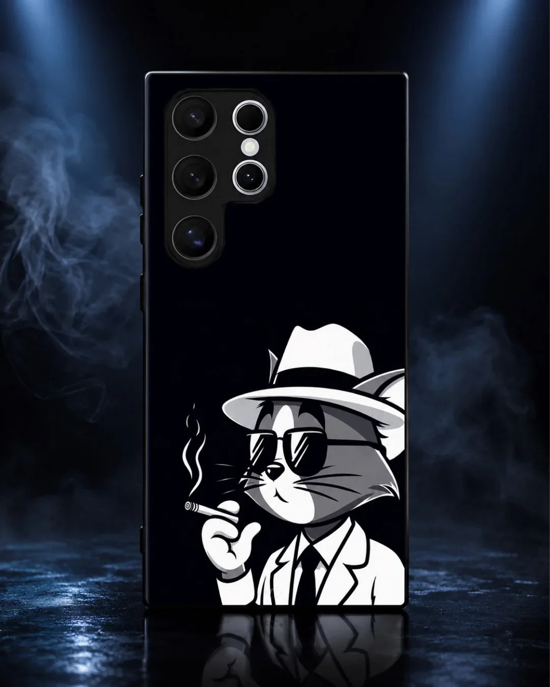 Cat Detective Phone Case - Monochrome Art Print for iPhone, Samsung, Pixel, OnePlus & Vivo