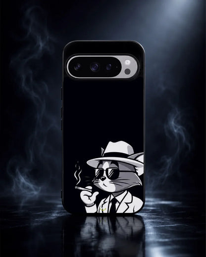 Cat Detective Phone Case - Monochrome Art Print for iPhone, Samsung, Pixel, OnePlus & Vivo