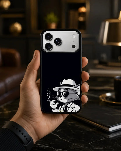 Cat Detective Phone Case - Monochrome Art Print for iPhone, Samsung, Pixel, OnePlus & Vivo