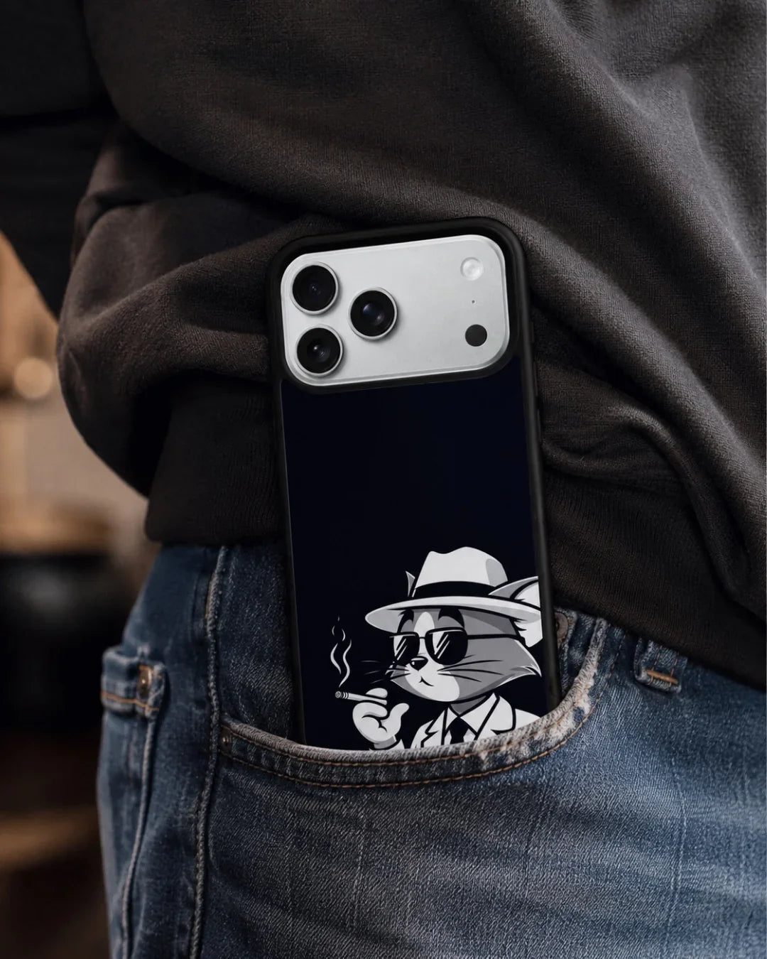 Cat Detective Phone Case - Monochrome Art Print for iPhone, Samsung, Pixel, OnePlus & Vivo