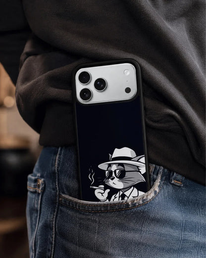 Cat Detective Phone Case - Monochrome Art Print for iPhone, Samsung, Pixel, OnePlus & Vivo