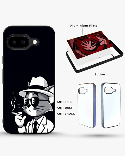 Cat Detective Phone Case - Monochrome Art Print for iPhone, Samsung, Pixel, OnePlus & Vivo