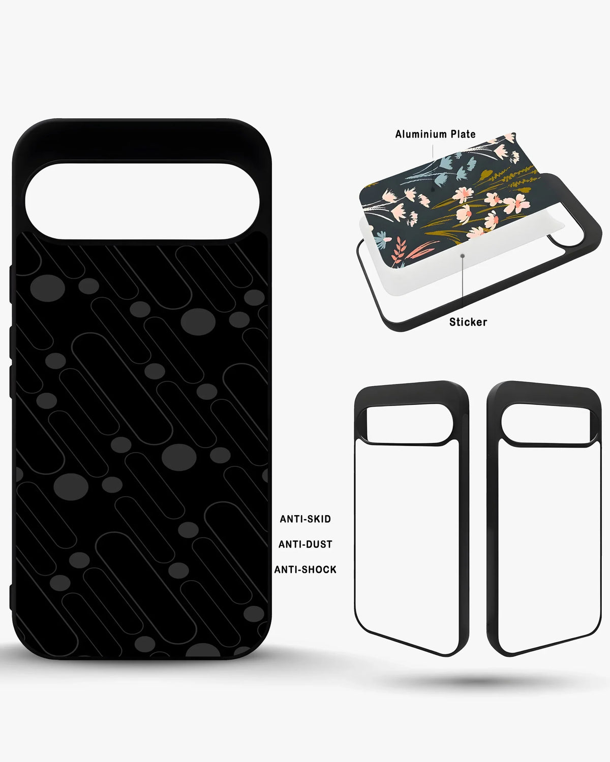 Charcoal Geometric Lines Phone Case - Glossy Aluminum Cover for iPhone, Samsung, Pixel, OnePlus & Vivo