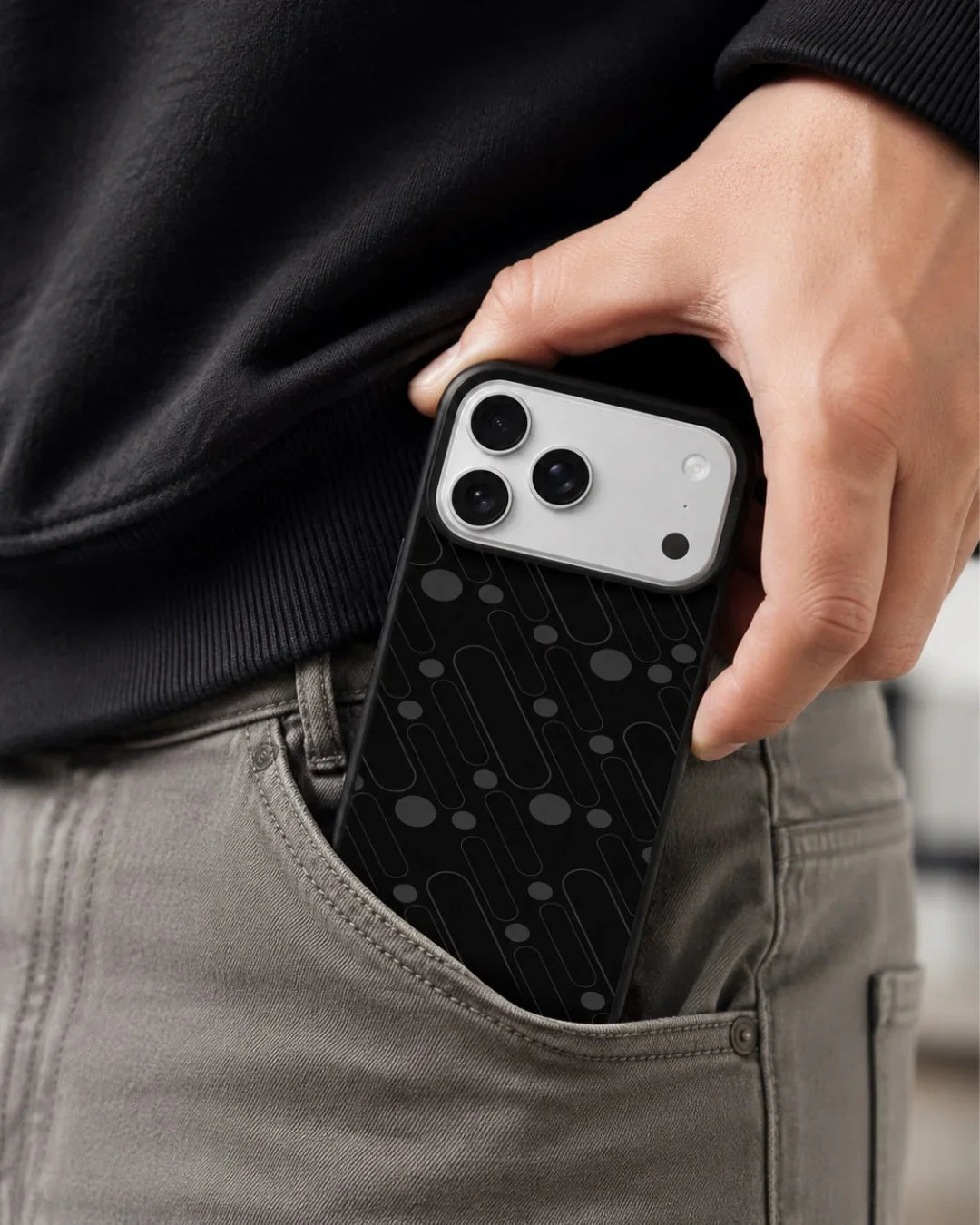 Charcoal Geometric Lines Phone Case - Glossy Aluminum Cover for iPhone, Samsung, Pixel, OnePlus & Vivo