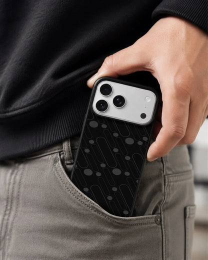 Charcoal Geometric Lines Phone Case - Glossy Aluminum Cover for iPhone, Samsung, Pixel, OnePlus & Vivo