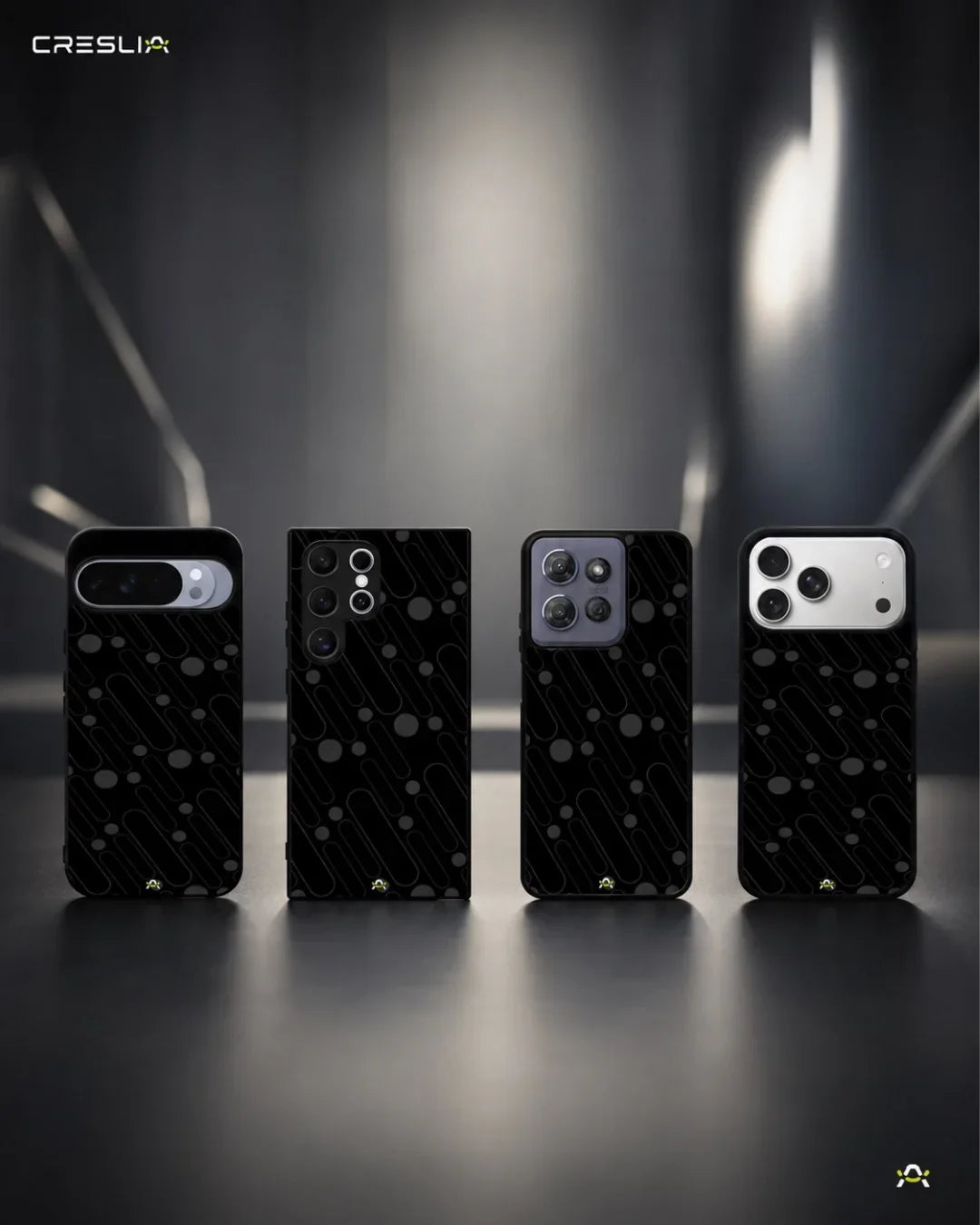Charcoal Geometric Lines Phone Case - Glossy Aluminum Cover for iPhone, Samsung, Pixel, OnePlus & Vivo