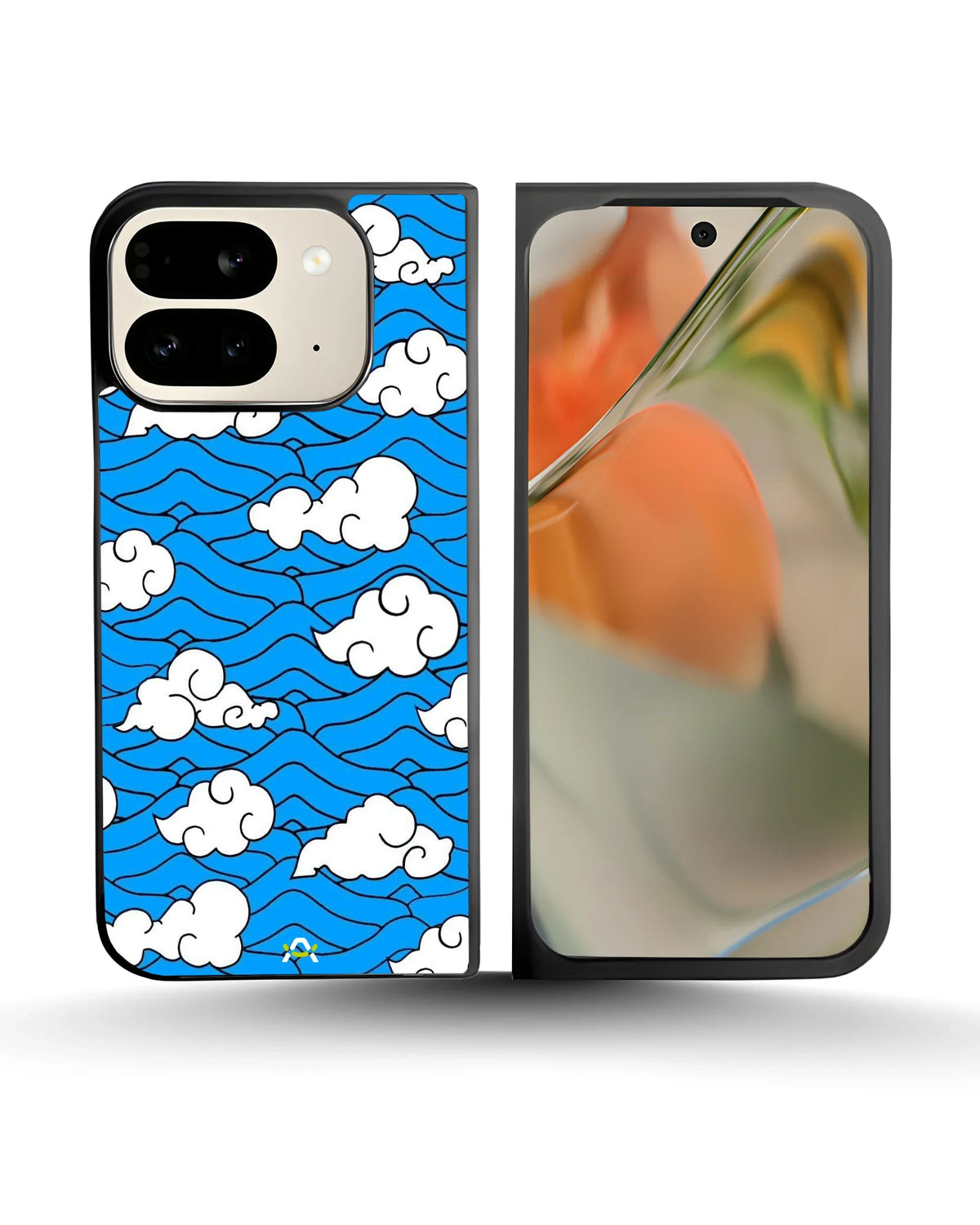 Cloud Pattern Phone Case - Wavy Blue & White Print for iPhone, Samsung, Pixel, OnePlus & Vivo