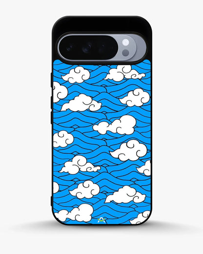 Cloud Pattern Phone Case - Wavy Blue & White Print for iPhone, Samsung, Pixel, OnePlus & Vivo
